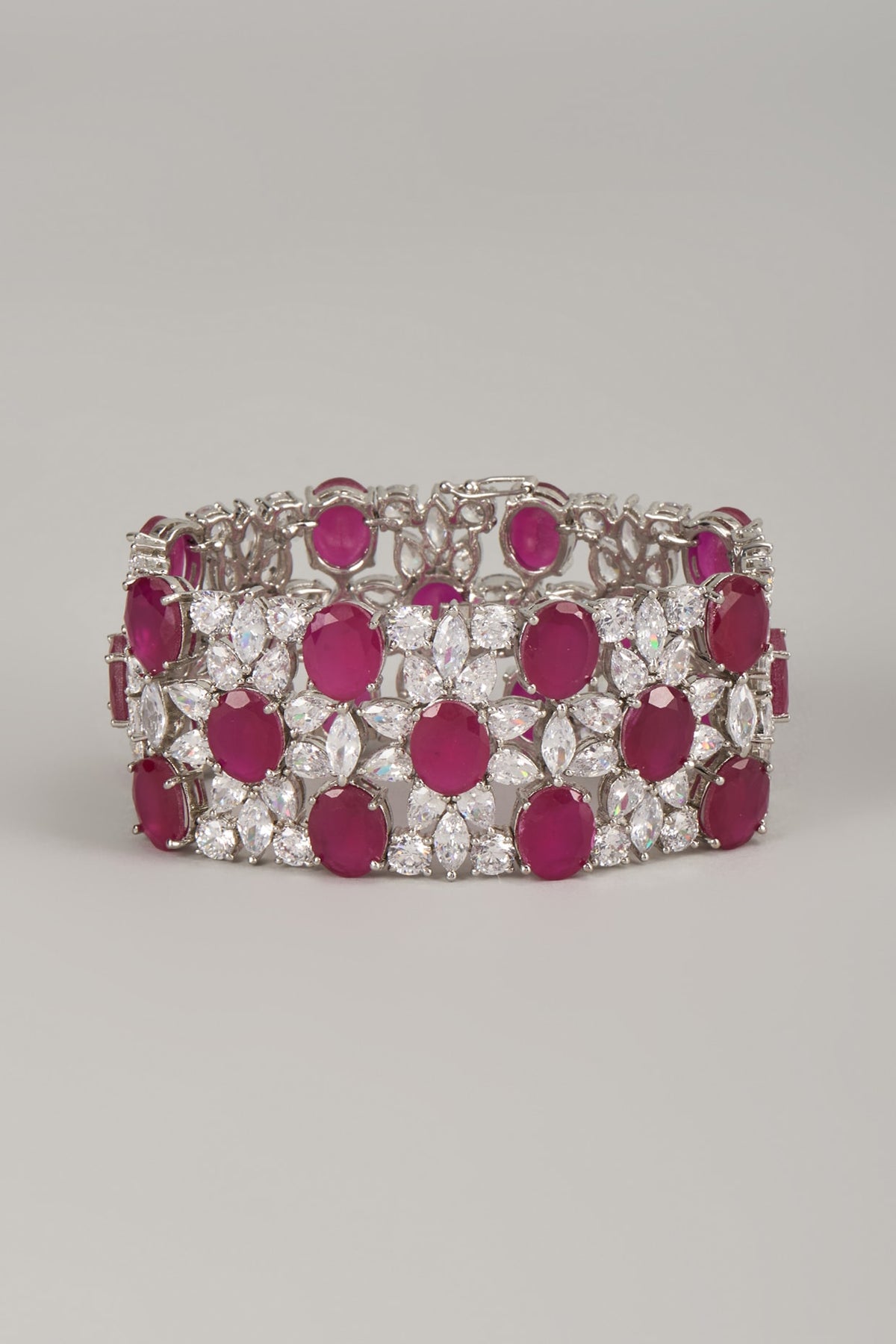 Silver Finish Zircon & Ruby Bracelet