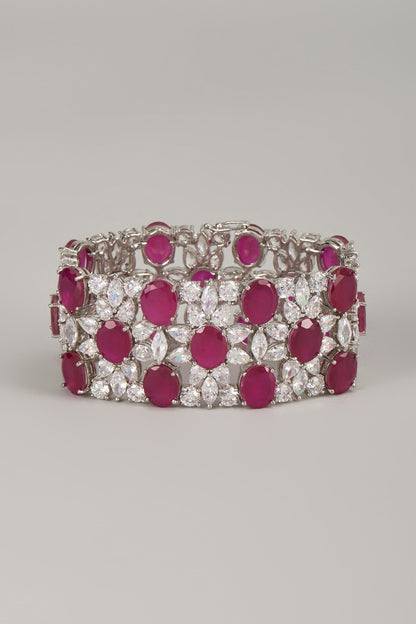Silver Finish Zircon & Ruby Bracelet