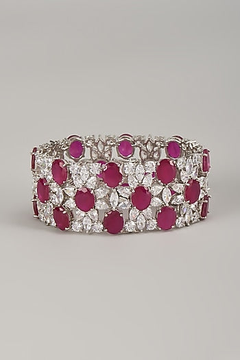 Silver Finish Zircon & Ruby Bracelet