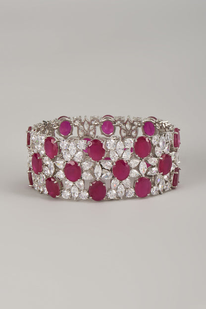 Silver Finish Zircon & Ruby Bracelet