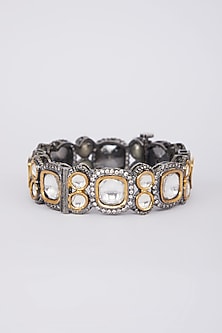 Gold Finish Kundan & Ruby Bangle