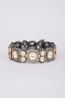Gold Finish Kundan & Ruby Bangle