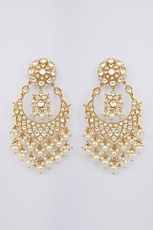 Gold Finish Pearls & Kundan Earrings