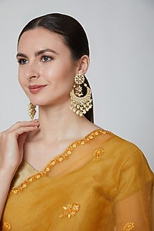 Gold Finish Pearls & Kundan Earrings