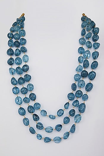 Teal Blue Glass Beaded Necklace