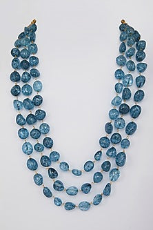 Teal Blue Glass Beaded Necklace