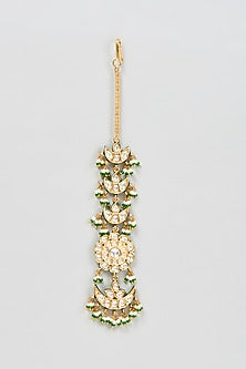 Gold Finish Green Meenakari Maang Tikka