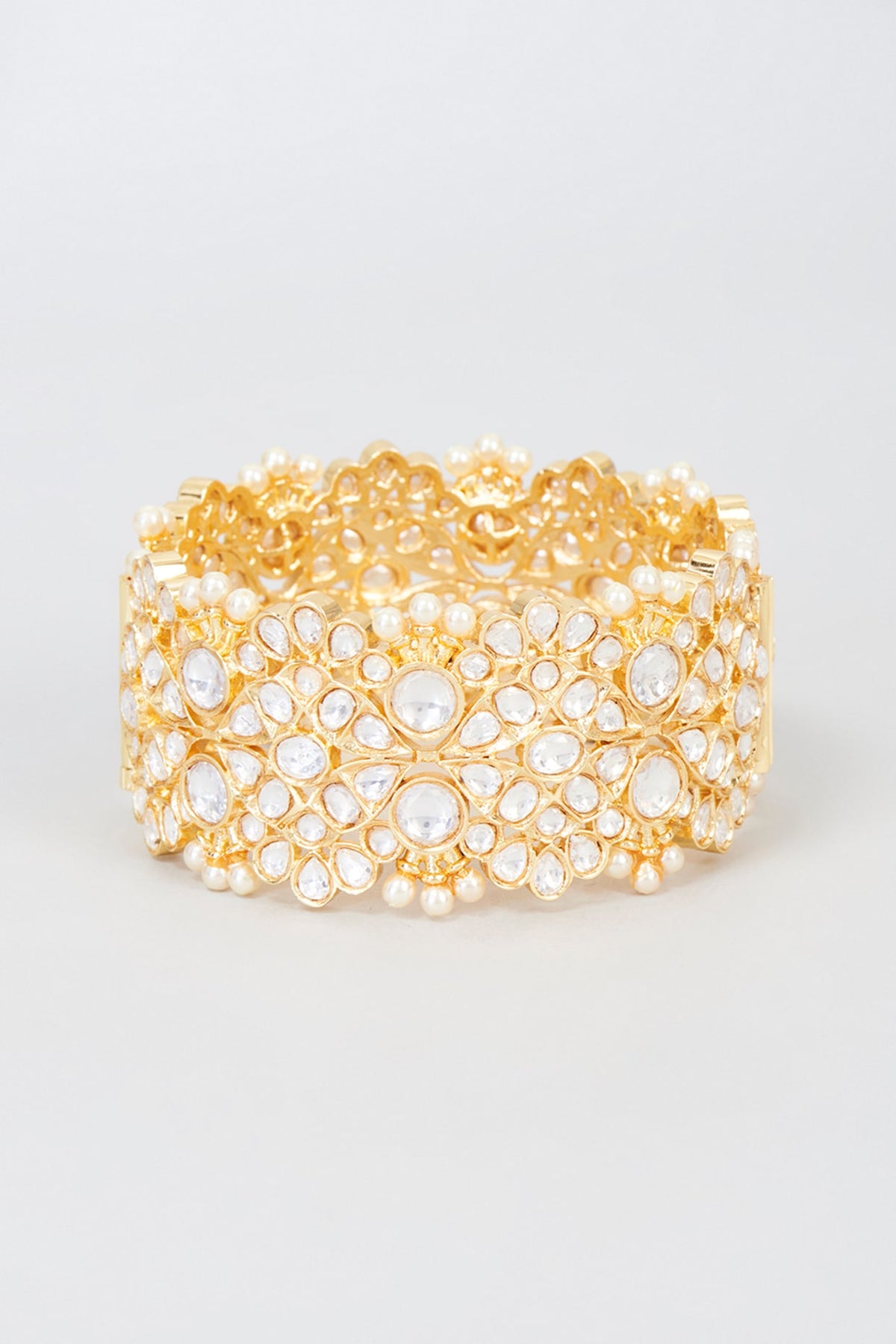 Gold Finish Kundan Polki Bangle