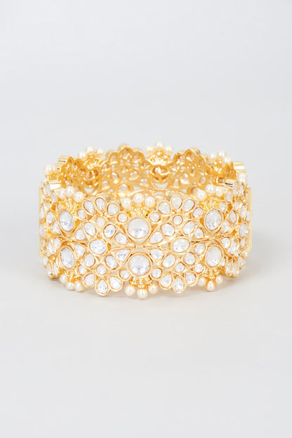Gold Finish Kundan Polki Bangle