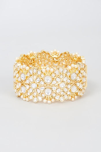 Gold Finish Kundan Polki Bangle