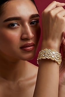 Gold Finish Kundan Polki Bangle