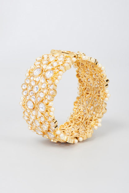 Gold Finish Kundan Polki Bangle