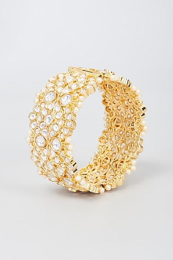 Gold Finish Kundan Polki Bangle