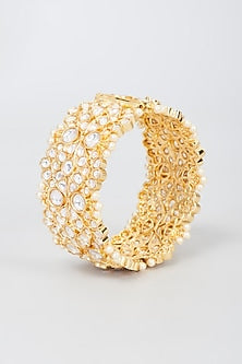 Gold Finish Kundan Polki Bangle