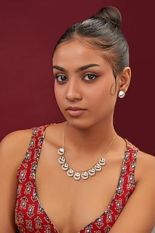Gold Finish Kundan Polki Long Necklace Set