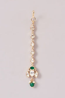 Gold Finish Moissanite Polki & Emerald Stone Choker Necklace Set