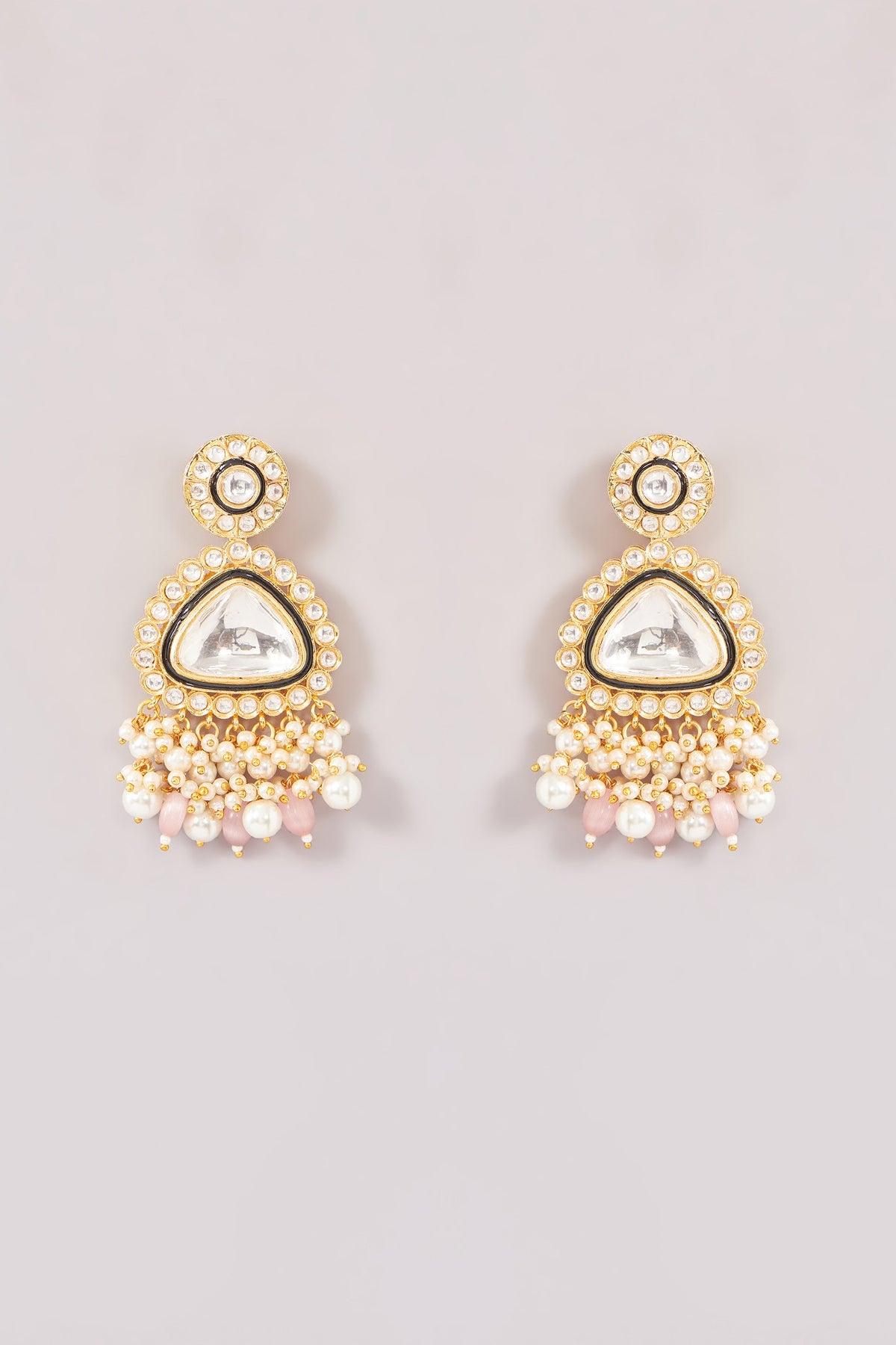Gold Finish Kundan Polki Necklace Set