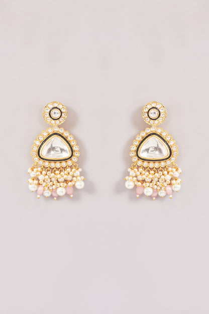 Gold Finish Kundan Polki Necklace Set