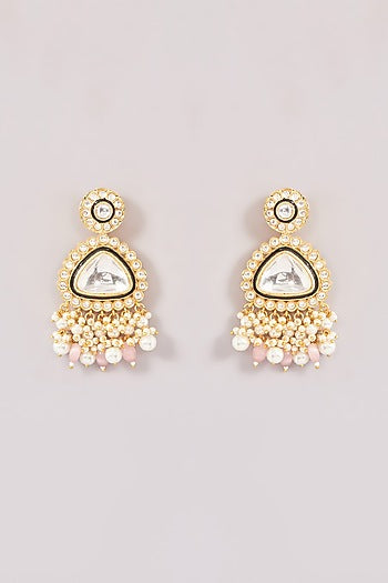 Gold Finish Kundan Polki Necklace Set