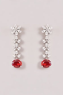 White Finish Zircon & Ruby Stone Choker Necklace Set