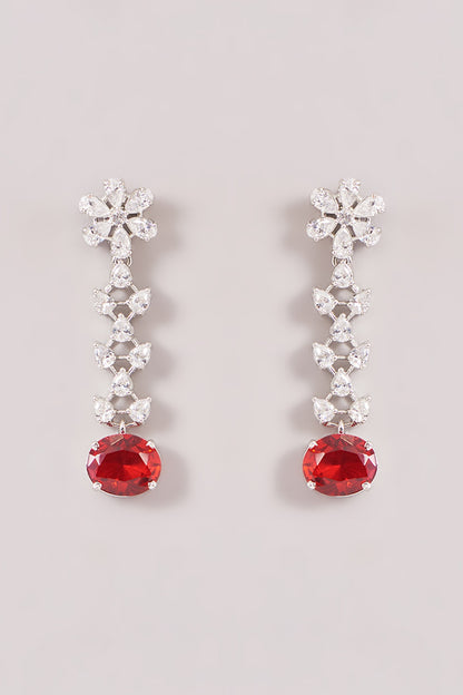 White Finish Zircon & Ruby Stone Choker Necklace Set