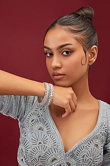 White Finish Zircon Bangles (Set of 2)