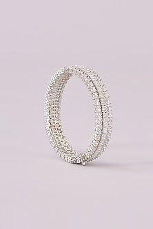 White Finish Zircon Bangles (Set of 2)