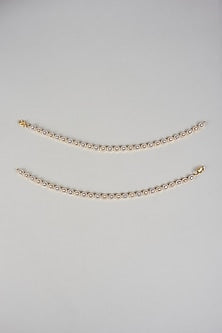Gold Finish Zircon Anklets (Set Of 2)