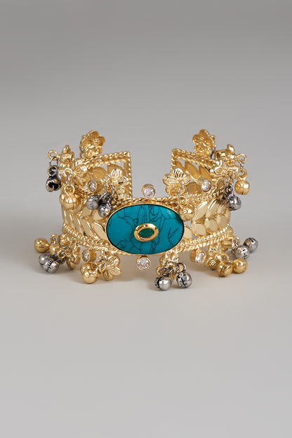 Gold Finish Turquoise Stone Bracelet