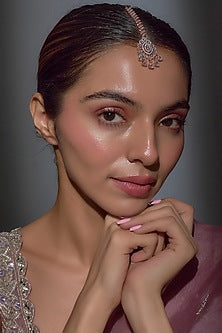 Rose Gold Finish Zircon Maangtikka