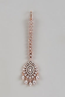 Rose Gold Finish Zircon Maangtikka