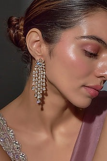 Gold Finish Zircon Dangler Earrings