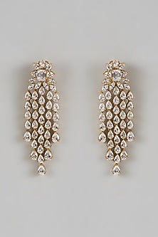 Gold Finish Zircon Dangler Earrings