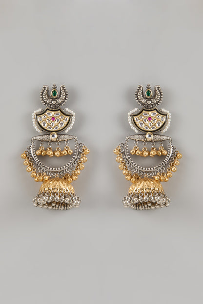 Black Rhodium Finish Ruby & Moissanite Dangler Earrings