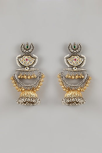 Black Rhodium Finish Ruby & Moissanite Dangler Earrings