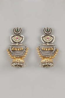 Black Rhodium Finish Ruby & Moissanite Dangler Earrings