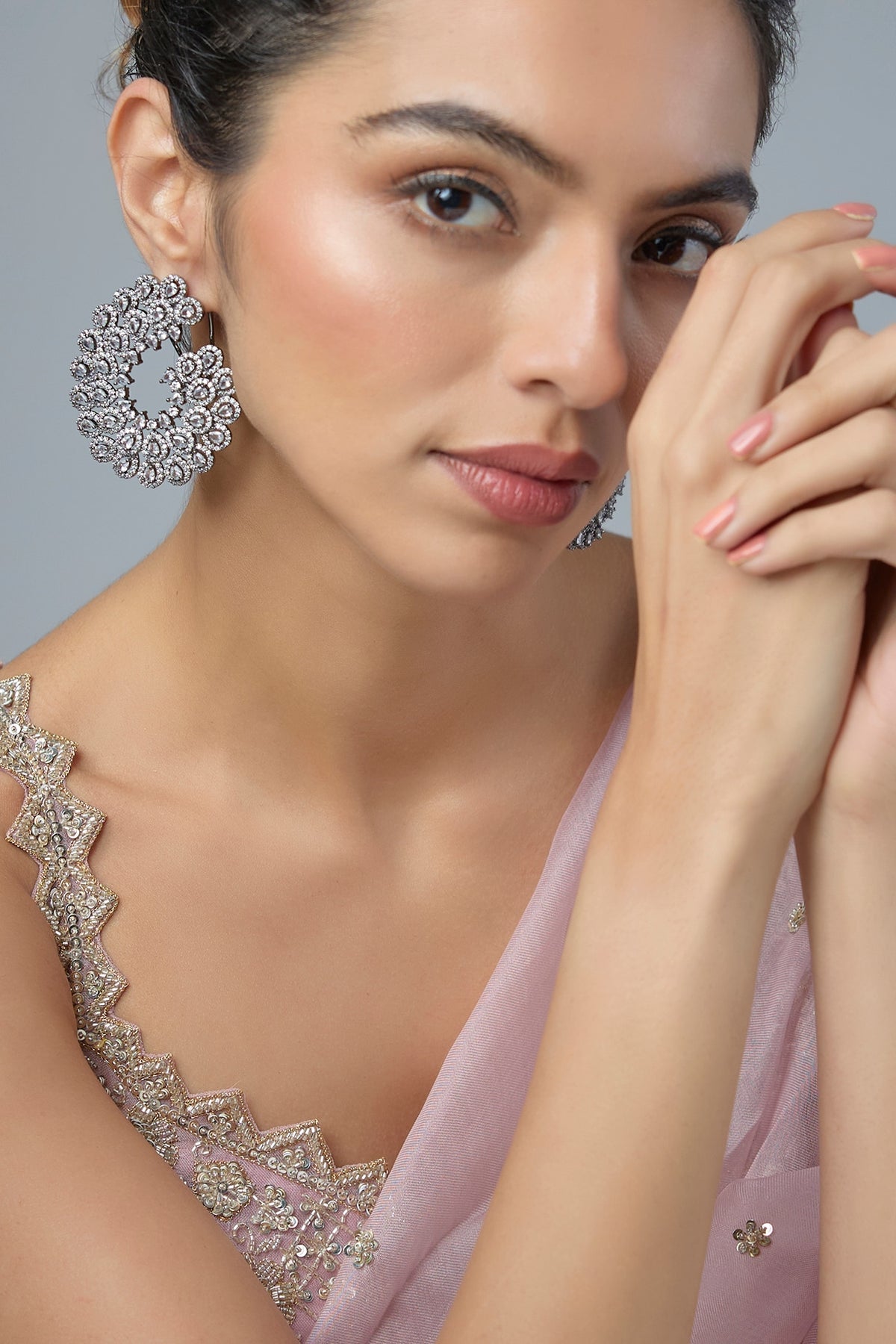 Black Rhodium Finish Zircon Dangler Earrings