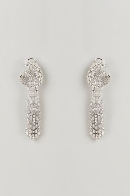 Silver Finish Zircon Dangler Earrings