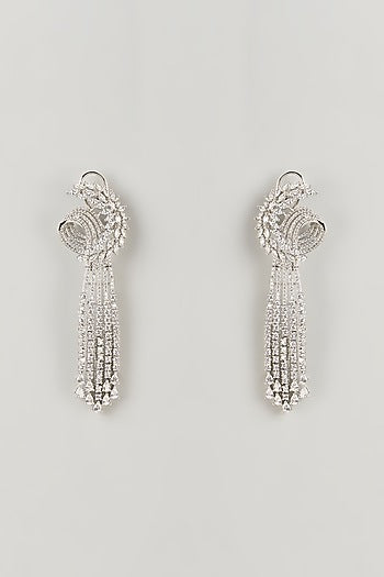Silver Finish Zircon Dangler Earrings
