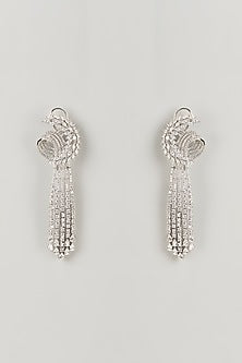Silver Finish Zircon Dangler Earrings
