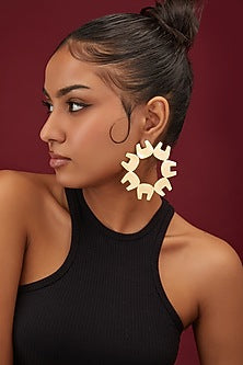 Gold Finish Elephant Design Hoop Earrings