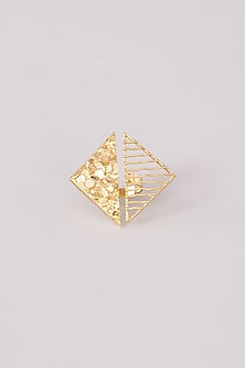 Gold Finish Two Sided Triangle Shaped Ring