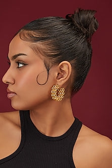 Gold Finish Self Design Hoop Earrings