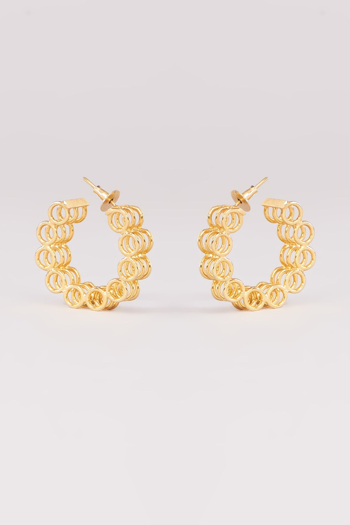 Gold Finish Self Design Hoop Earrings