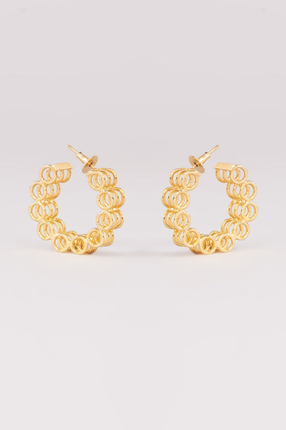 Gold Finish Self Design Hoop Earrings