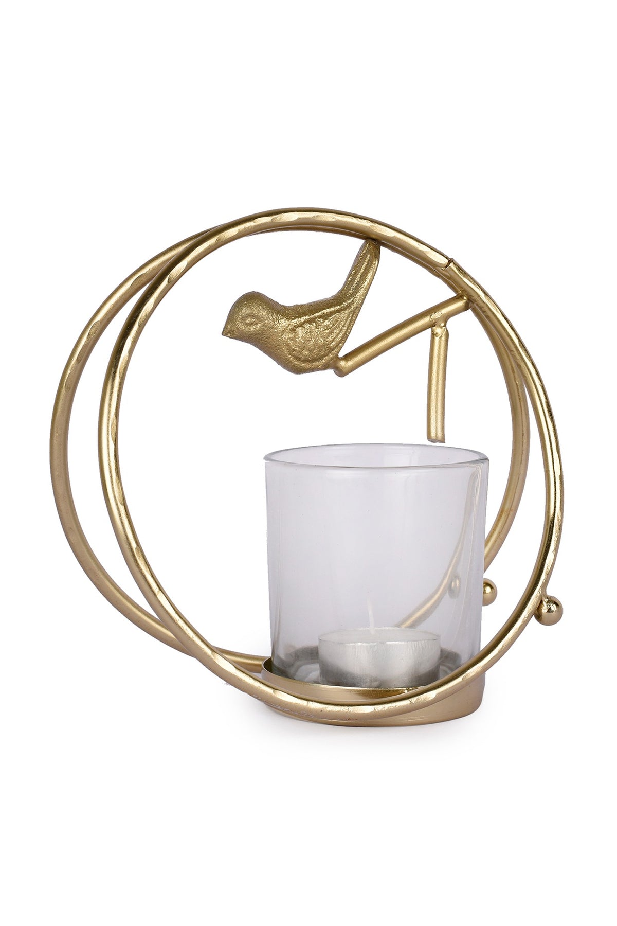 Gold Finish Bird With A Ring Candle Holder