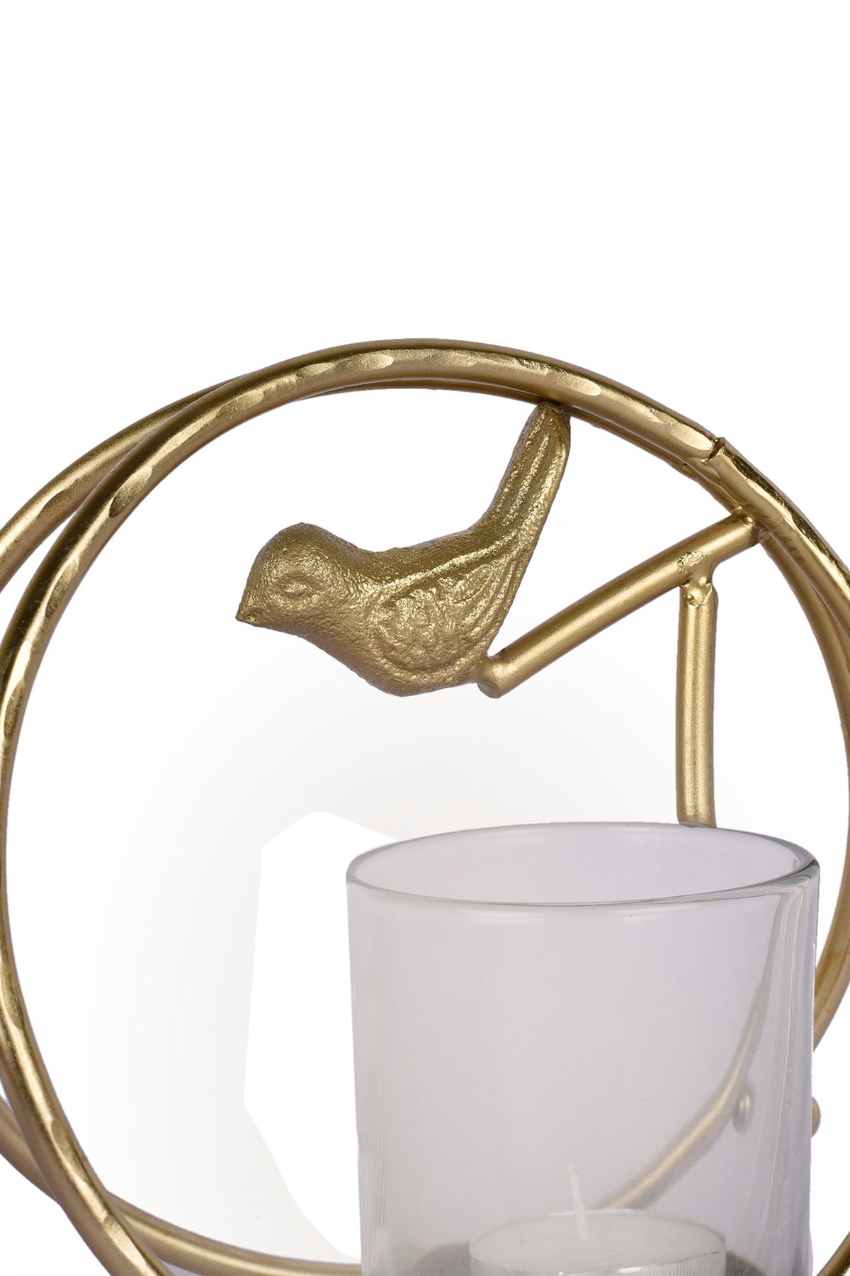 Gold Finish Bird With A Ring Candle Holder