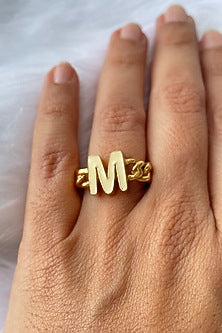 Gold Plated Handcrafted Initial Ring