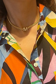 Gold Plated Handcrafted Initial Choker Necklace