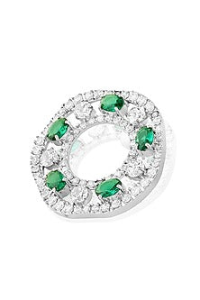 White Rhodium Finish Emerald Stone Dangler Earrings